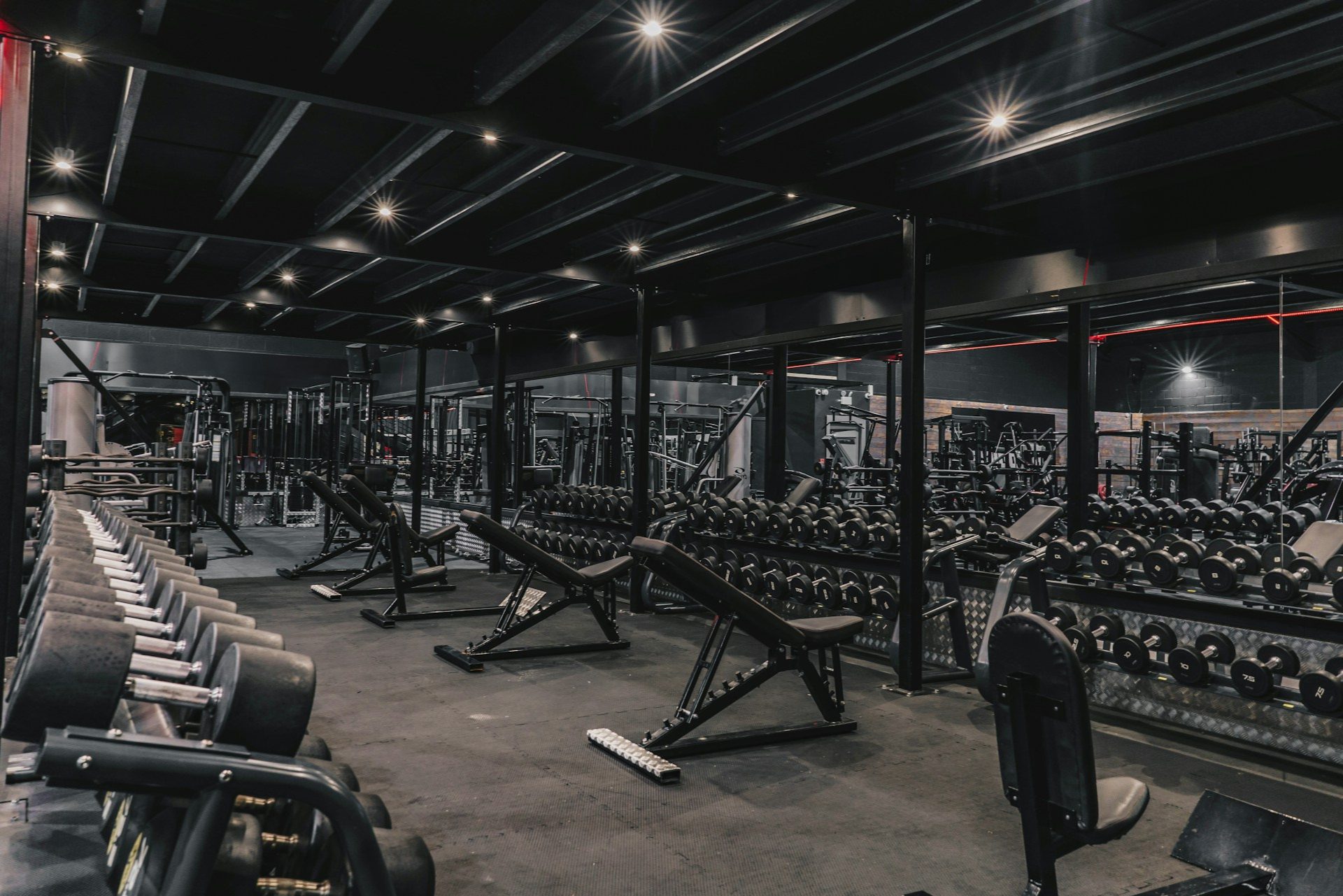 Illustrative gym training space with fitness equipment